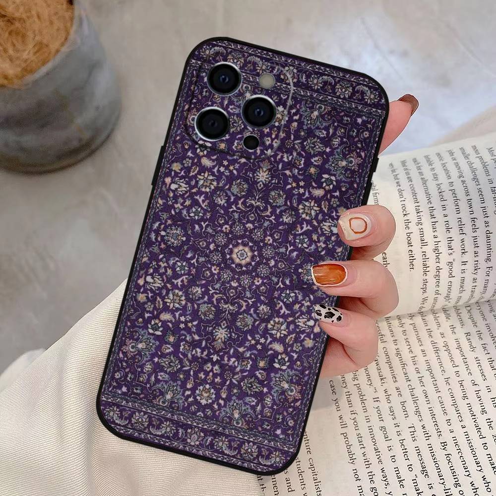 Persian Carpet Floral Pattern Phone Case Silicone Soft For IPhone 17 16 15 14 13 12 11 X XR Plus Pro Max Plus