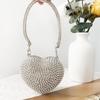 Mini Heart Chain Evening Bag with Diamond-Inlaid Stones