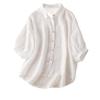 2024 Women's Summer Loose Lantern Sleeve Cotton & Linen Top - Western-Style Fashion
