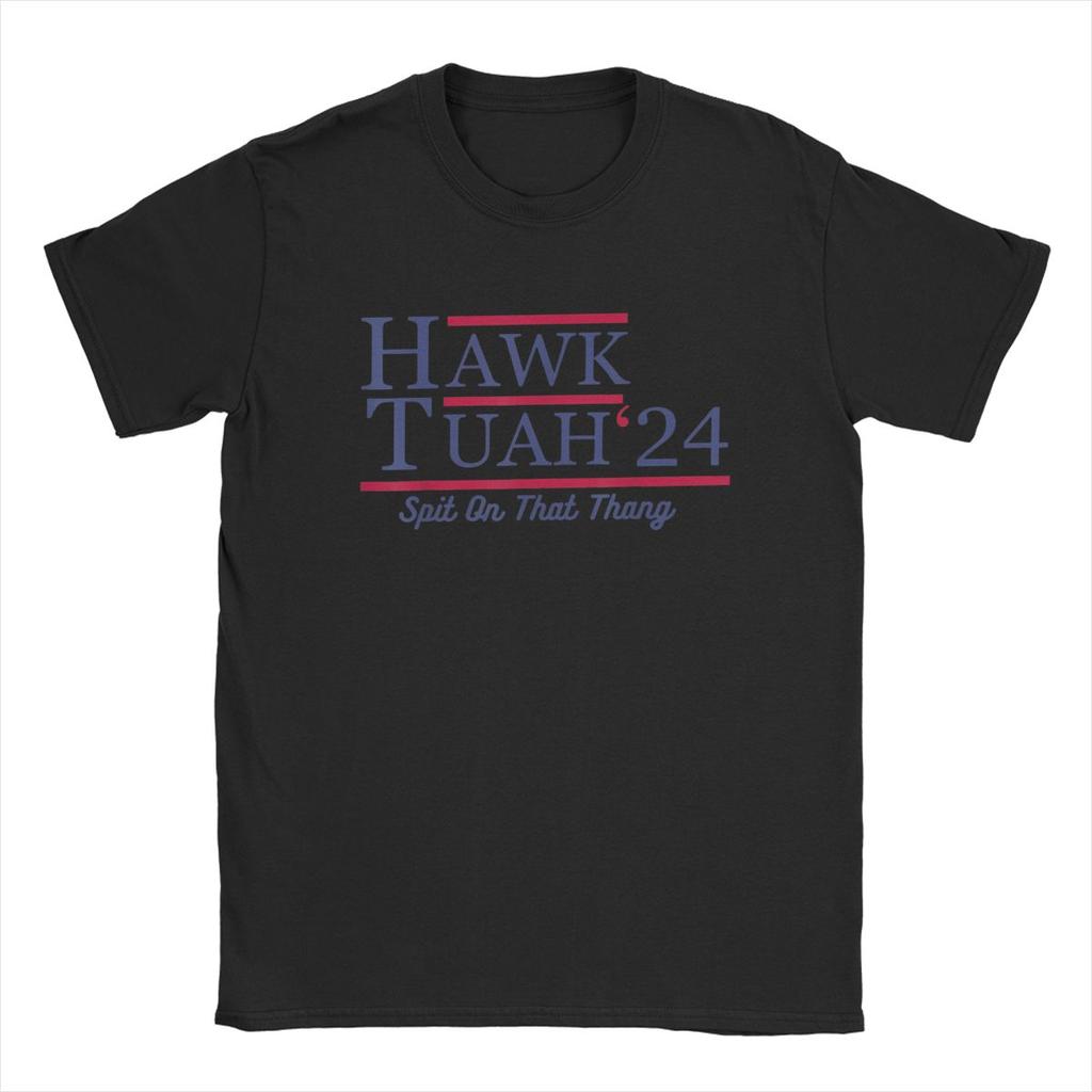 Men T-Shirt Hawk Tuah 24 Spit On That Thang Casual 100% Cotton Tee Shirt Short Sleeve Hawks T Shirt Crewneck Clothes 4XL