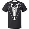 Men Funny Gentleman Fake Tuxedo Print Short Sleeve T Shirt