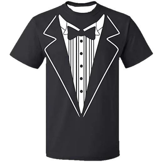 Men Funny Gentleman Fake Tuxedo Print Short Sleeve T Shirt