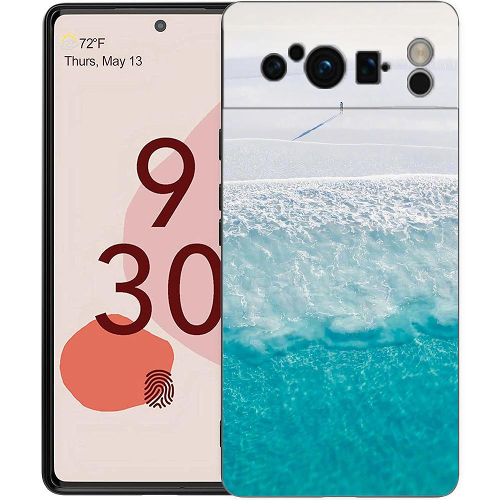 Pretty Blue Sea Fashion Phone Case For Google Pixel 10A 10 9 8 7 6 Pro XL 9A 8A 6A 7A 5G Soft Shockproof TPU Black Cover