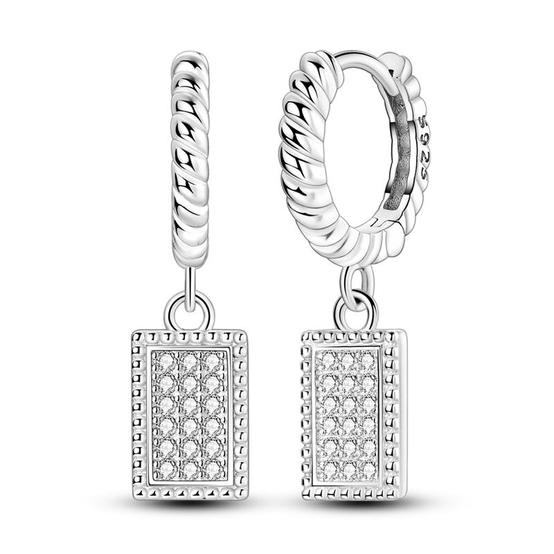 925 Sterling Silver Cubic Zircon Earrings Double  For Women Heart Star Moon Earrings Elegant Birthday Jewelry Gifts