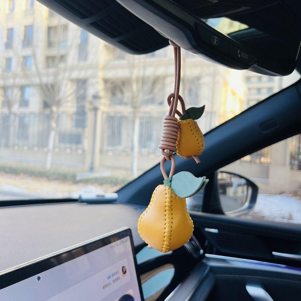 Hanger Leather Keychain Pear Bag Pendant Trendy Fruit Pendant  Car Accessory