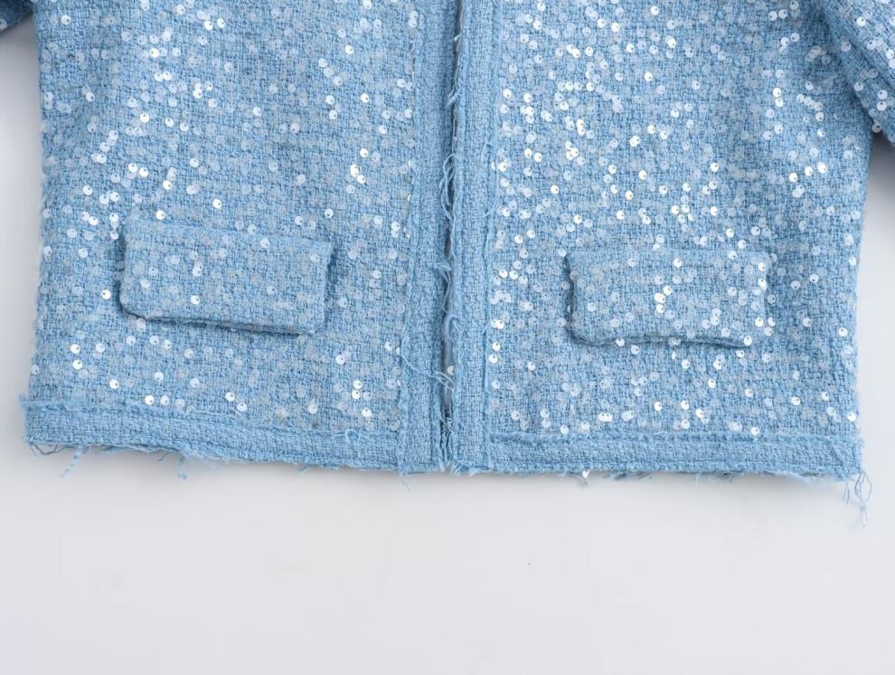 Colecția de primăvară: Jachetă scurtă de damă în stil european și american, împodobită cu paiete, pentru modă stradală