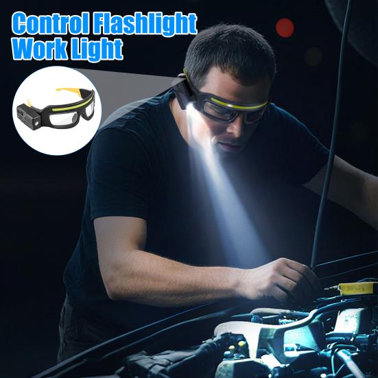 LED Rechargeable Headlamp Glasses Headlight with Motion Sensor Touch Control USB Rechargeable Running Camping Fishing Cycling Hiking Light-Up