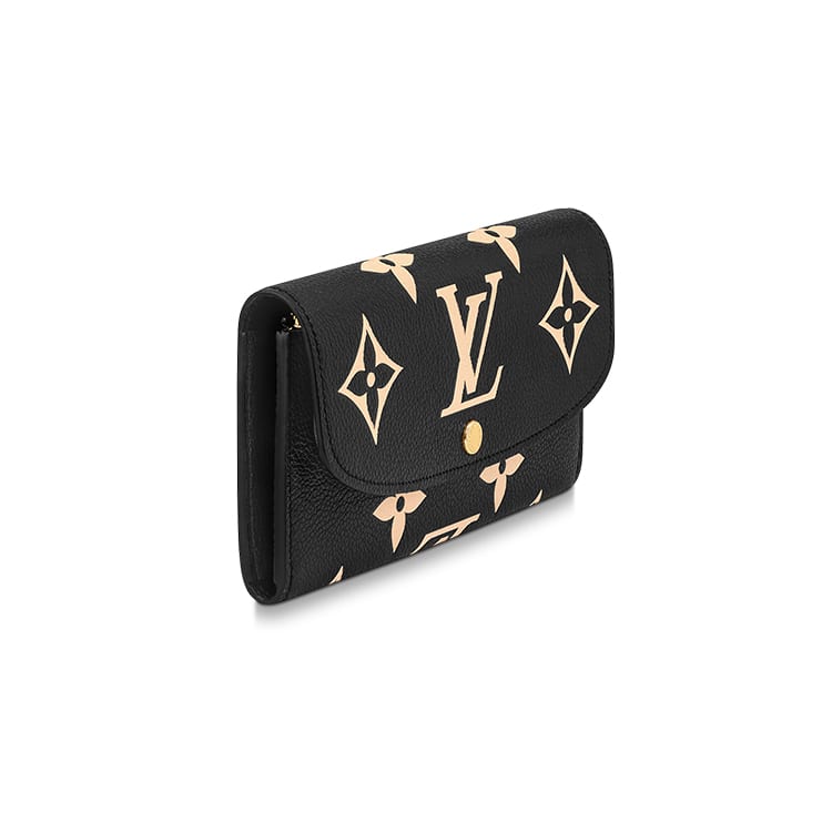 Louis Vuitton Emilie Embossed Grain Cow Leather Wallet Women's Black M82340
