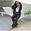 Summer Female 2 Piece-Set Trousers Casual See-Through Holiday Cardigan and High Waist Women's Pants Outfits Tracksuit 2025