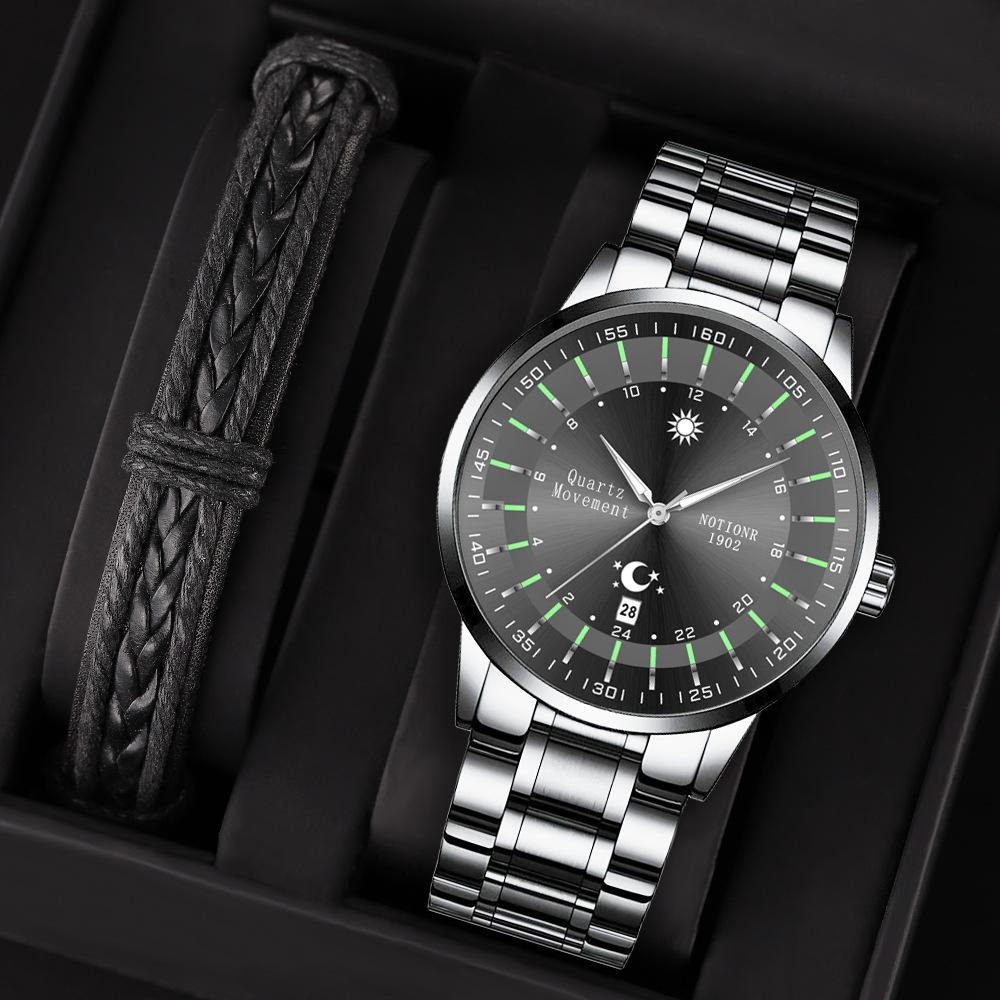Reloj de Hombre con Correa de Acero Personalizado Creativo Luminoso Calendario Impermeable Automático Cuarzo