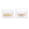 Hip Hop Braces Mirror Grillz Inlaid with Zircon Six Teeth Gold Plated Teeth Braces Halloween Trendy Men's Personality Jewelry