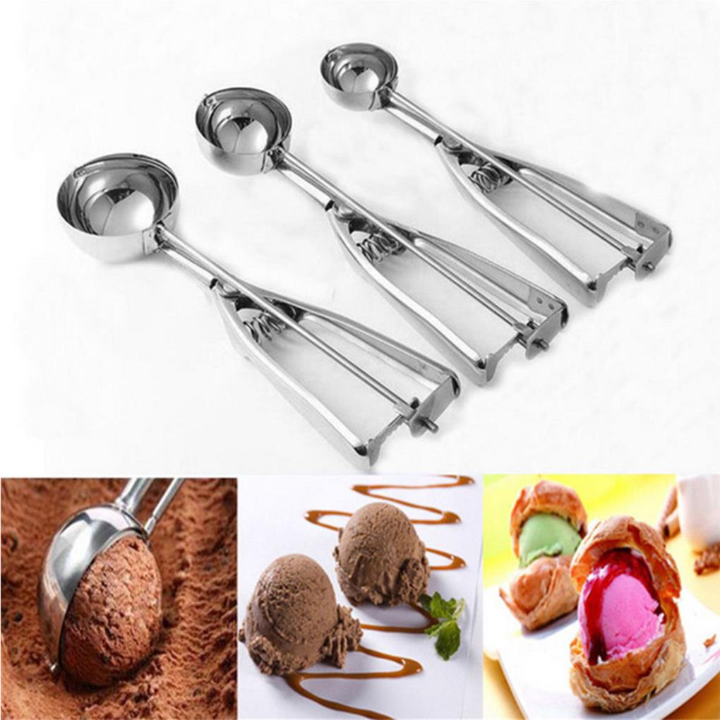 3Pcs Ice Cream Scoops Easy-Releasing Fruits Ball Maker Kitchen Tools Yogurt Watermelon Jelly Cookie Accessories
