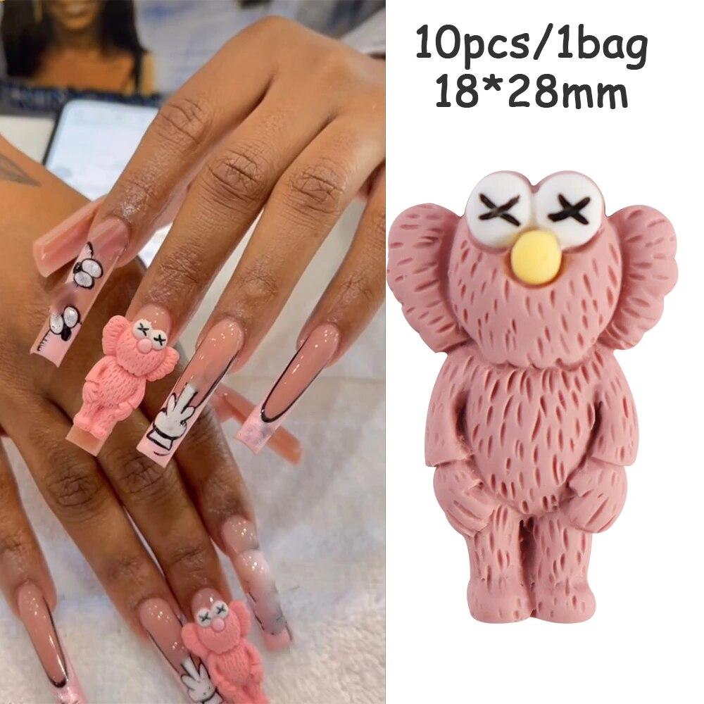 

10 шт., кавайные украшения для ногтей с персонажами, 18*28 мм, с плоской задней частью, большие смоляные детали мультфильмов, большие подвески с уличными персонажами, декор для ногтей Y2K