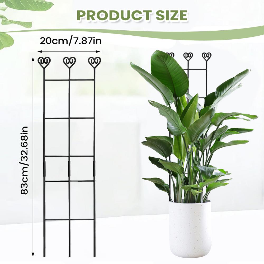 

Plant Trellis Adjustable Rustproof Metal Stakes 83x20cm Monstera Plant Stem Support Poles for Pothos Ivy Clematis Philodendron