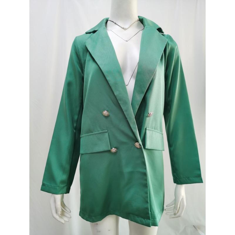Women S Solid Color Lapel Blazer Coat Straight Fit Short Length Casual Outerwear