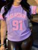 Mode Lässig Damen Sporttrikot Los Angeles Nr. 91 Aufdruck Kurzarm T-Shirt Sommer Grafik-T-Shirt Große Größen Sport-T-Shirt
