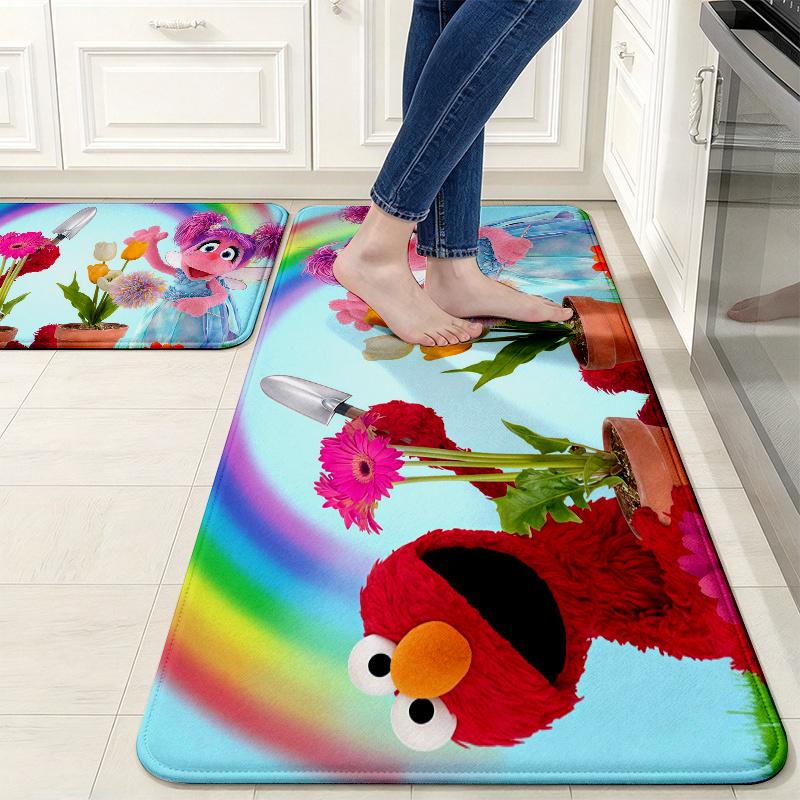 Sesame Street4 Flannel Kitchen Mat Christmas Soft Area Rug Non Slip Floor Carpet Home Decoration