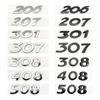 For Peugeot 206 207 208 301 308 307 408 508 3D Chrome Black Letters Badges ABS Car Fender Rear Trunk Sticker Accessories