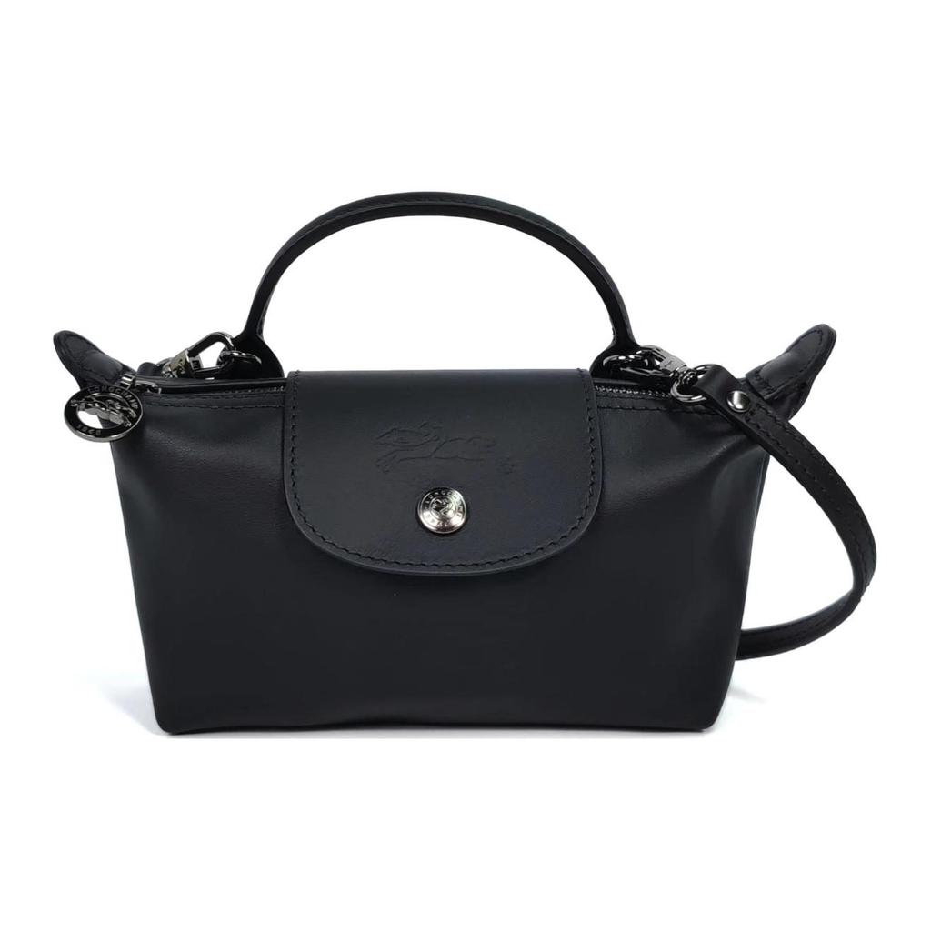 Longchamp Le Pliage Xtra Rindsleder Schultertasche, Umhängetasche, Handtasche Regular Damen Schwarz 34205987001