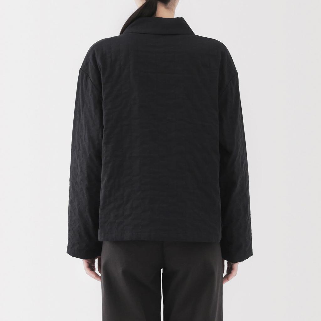 MUJI Women's Kapok Blend Double Gauze Quilted Jacket, Black, Size XL, BD103A5S