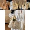 Woven Beach Bag With Large Capacity Tassel Drawstring For Summer Vacation And Casual Travel