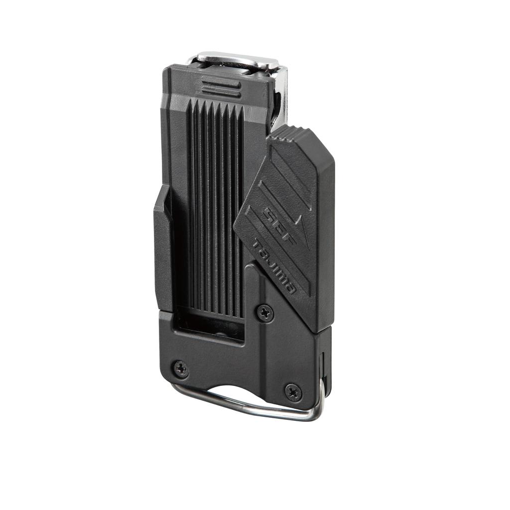Tajima Safety System Safety Holder for Work Clip Right Can be attached to workwear pockets or tool belt Features a locking mechanism to prevent