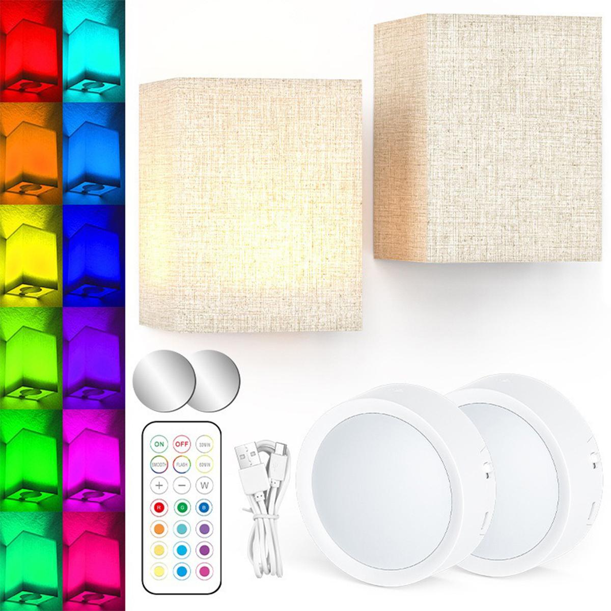 

2 шт. светодиодный настенный светильник, перезаряжаемый, с регулировкой яркости, RGB, для мебели, коридора, лестницы, спальни, изголовья, декоративный, современный настенный светильник