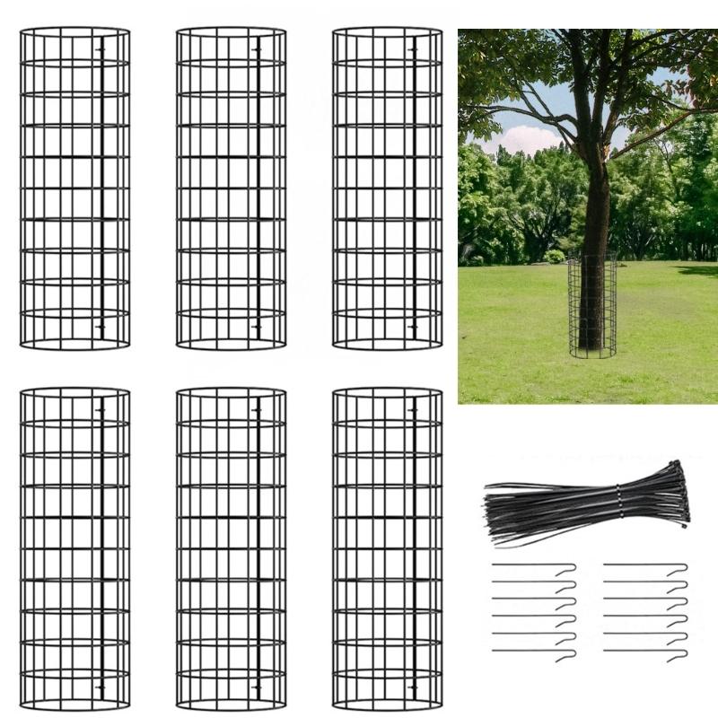 Tree Trunk Protectors 6pcs Plant Guards Protectors with Ziped Ties Metal Stakes Garden Protections Tree Wrap Cage for Damage