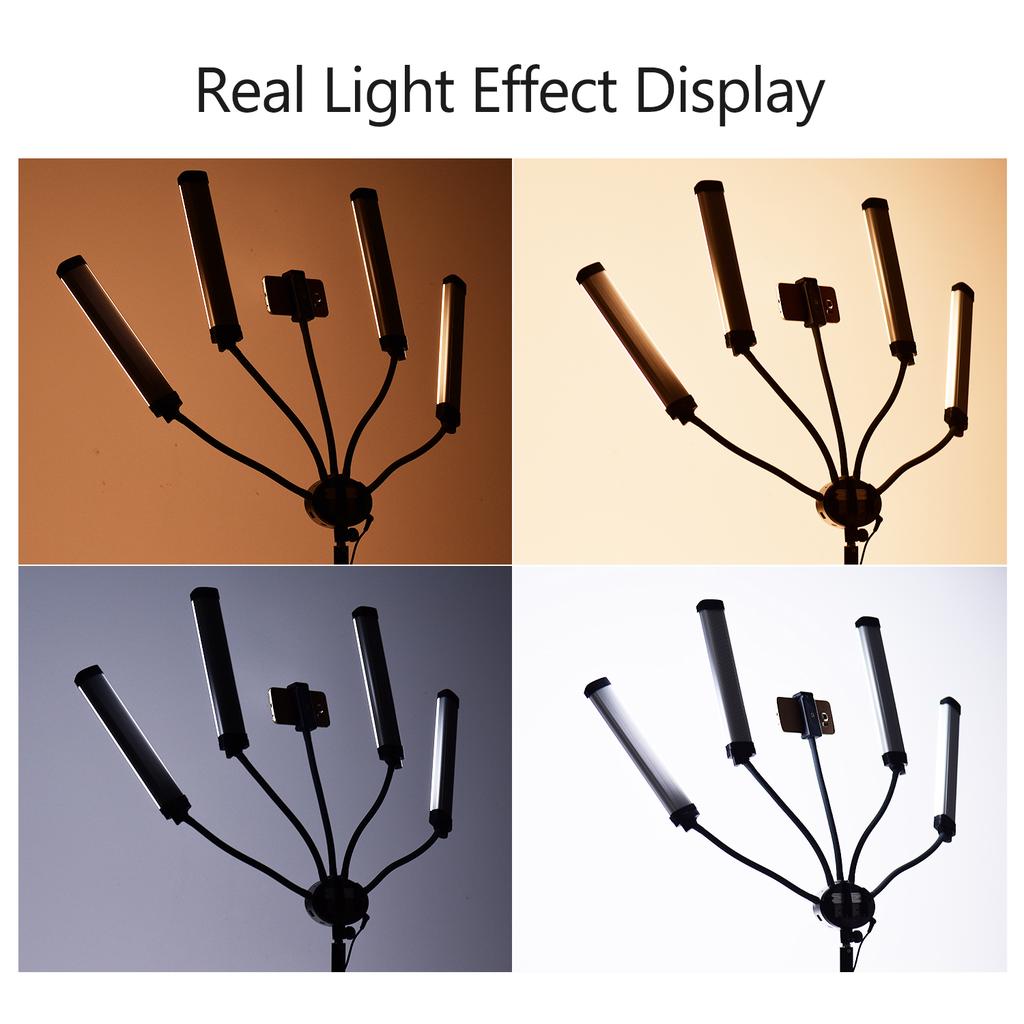 FX 800II Four Arm LED Video Lamp Fill Lights Bi Color 3200 5500K Color Temperature Light Strips with Flexible Hoses LCD