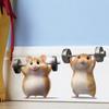 Cartoon Hamster with Dumbbell Wall Stickers, Workout Theme Removable Self-Adhesive for Kids Room & Living Room Decor