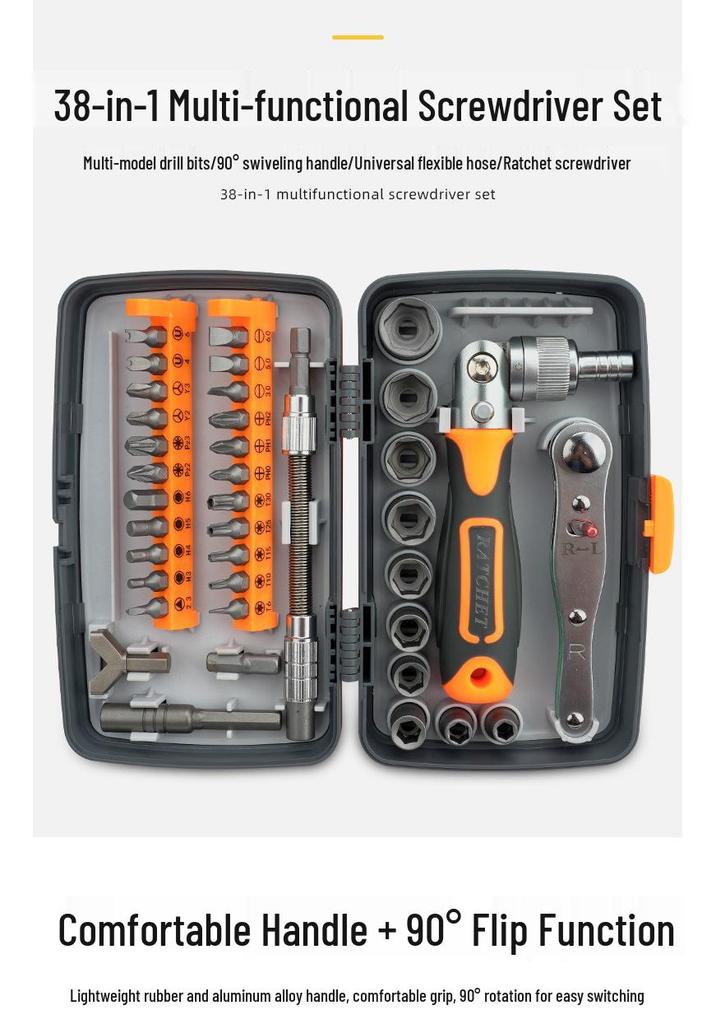 38-in-1 Multi-Functional Ratchet Screwdriver Set for Home Electrical Repair