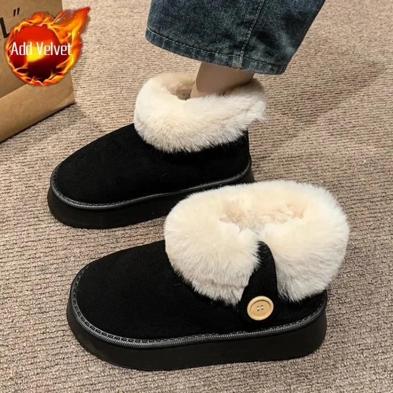 

Snow Boots for Women Elegant With Medium Heels Woman Shoes Booties Ankle on Slip Boot Fashion Plus Warm Chic Anti 39 Work Padded 39-40
