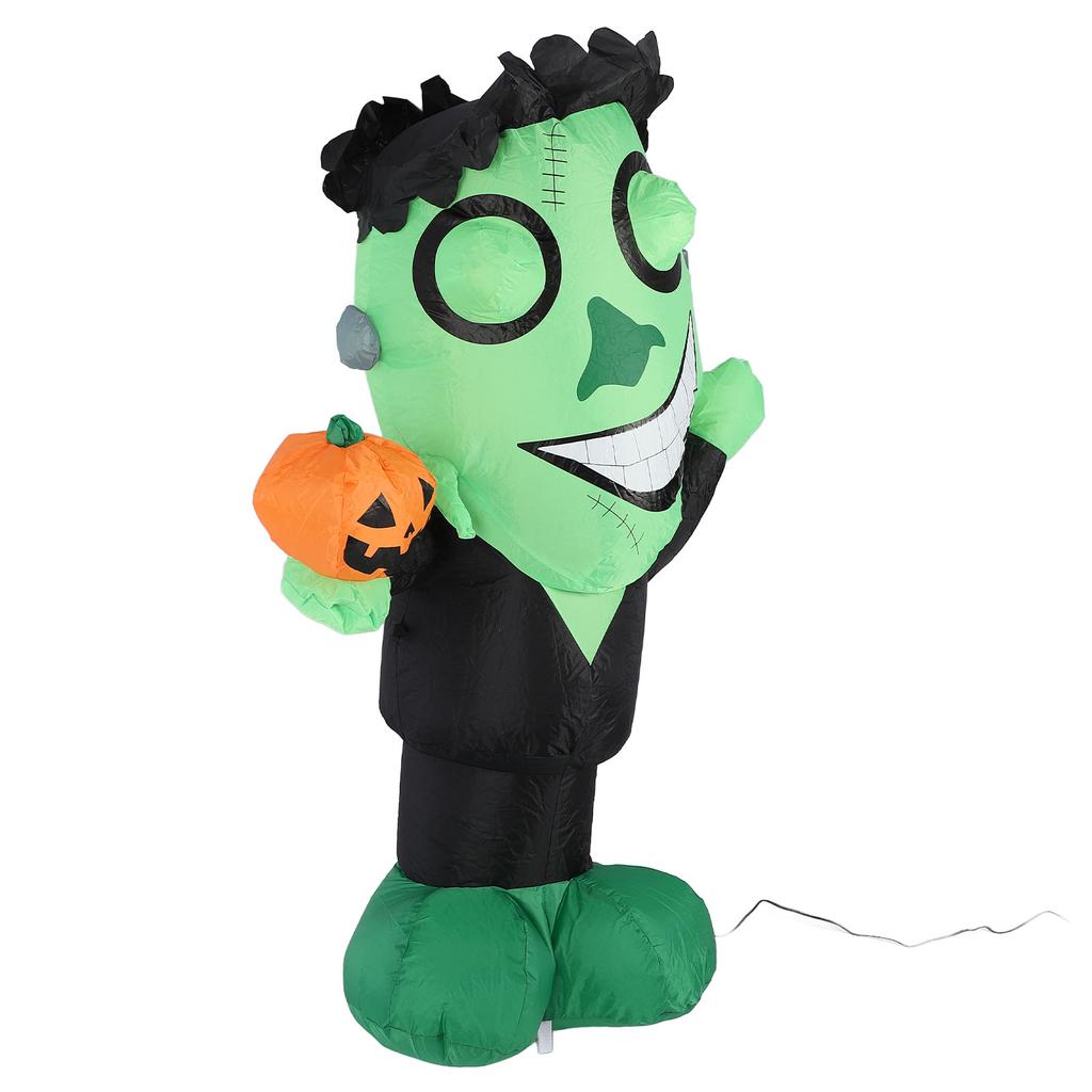 3.9ft Inflatable Green Monster with Pumpkin Big Eyes LED Lights Outdoor Yard Garden Lawn Holiday