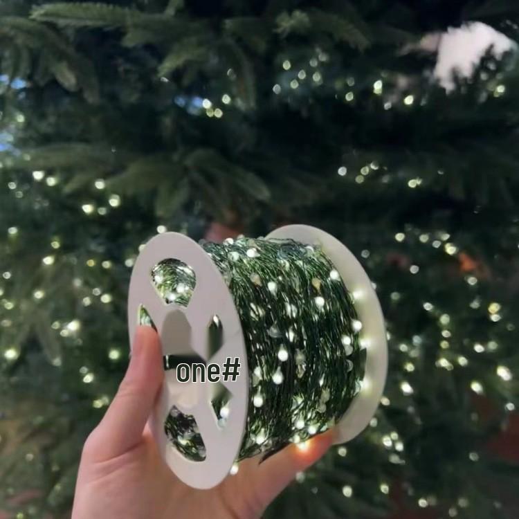 Remote-Controlled Christmas Tree Rattan Lights with Warm White LED on Green Copper Wire