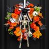 Halloween Skull Wreath Gothic Garland Creepy Decor Pendant For Front Door,Porch,Window, Indoor Outdoor Home Halloween Decor