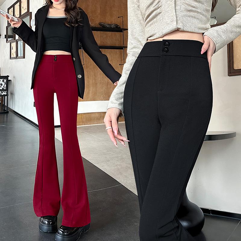 

Women s High Waist Slimming Black Flared Suit Pants - Spring/Summer Casual Wear XL