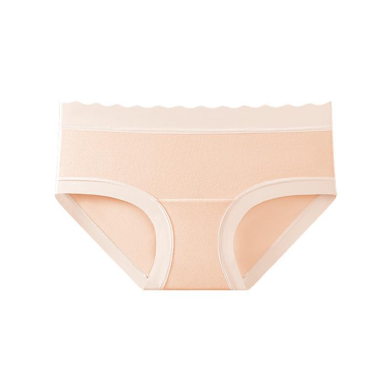 Female Summer Pure Color Skin Breathable 10A Antibacterial Cotton Crotch Elastic Hip Waist Triangle Briefs