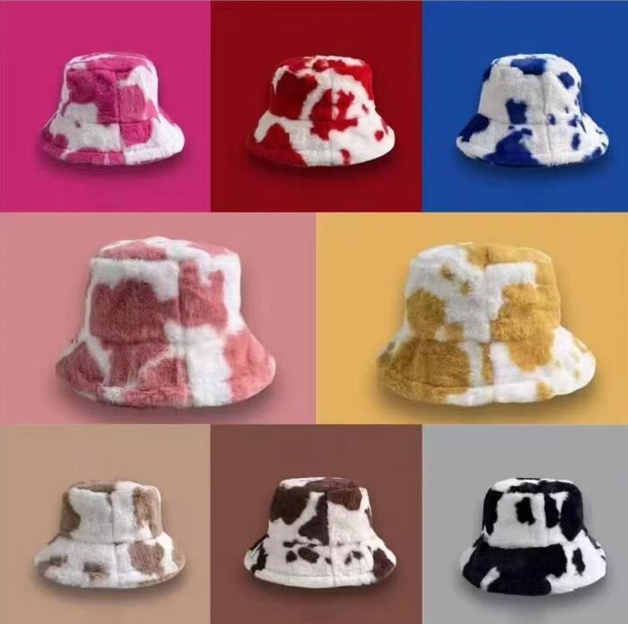 2023082062 Cow Painting Fleece Bucket Hats 8 Colors