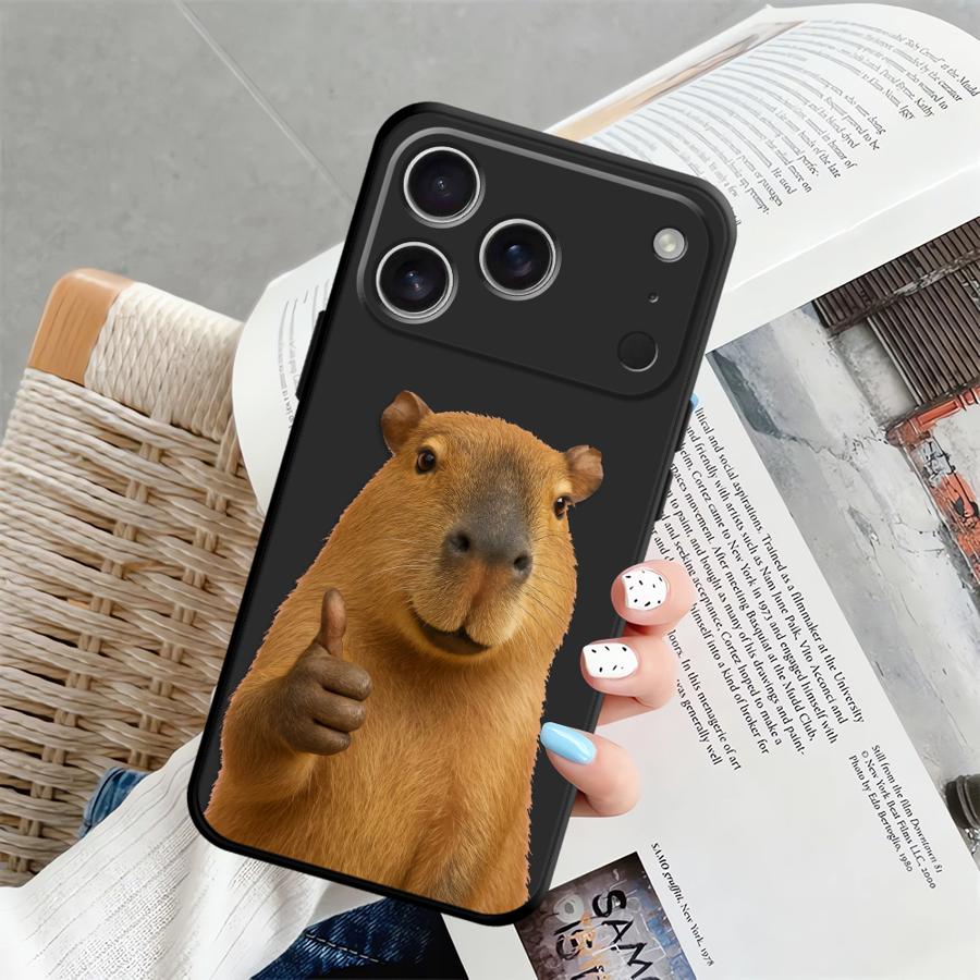 Case for iPhone 17Air 13 Mini 17 16 Pro Max SE X XS XR 14 15 Plus 7 8 12 11 Soft Back Phone Cover Cute Capybara