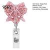 Cute Badge Reel Nurse Reel, Funny Retractable Glitter Acrylic Name Tag Holder with Bow Clip, Sparkly ID Card for Teachers Student Staffs