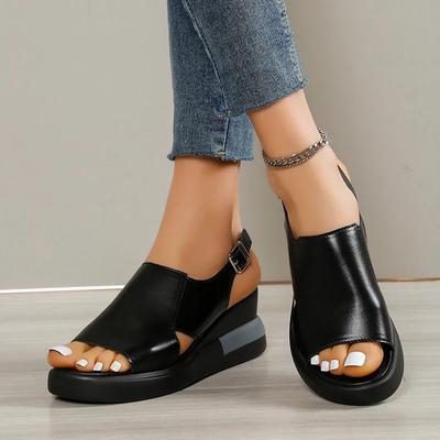 Sommer Lässige Mode Runde Zehenpartie Keilabsatz Offene Zehenpartie Damen Sandalen Neu Elegant und Bequem Fischmaul Hohe Absätze