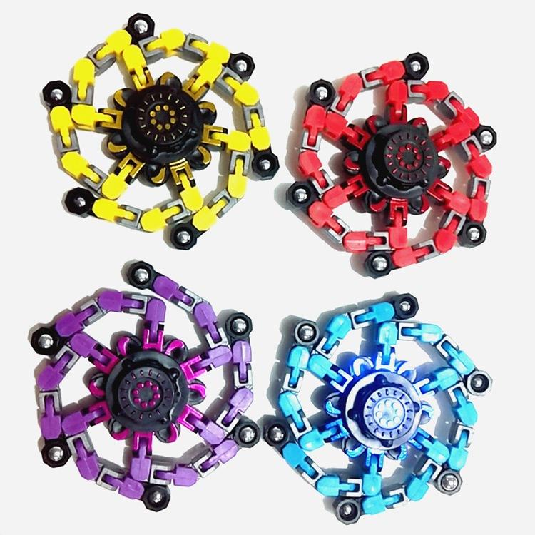 Creative Transformable Chain Robot Finger Spinner Toy Stress Relief Sensory Fidget Toy Fingertip Spinner Toy for Kid Adult Gift