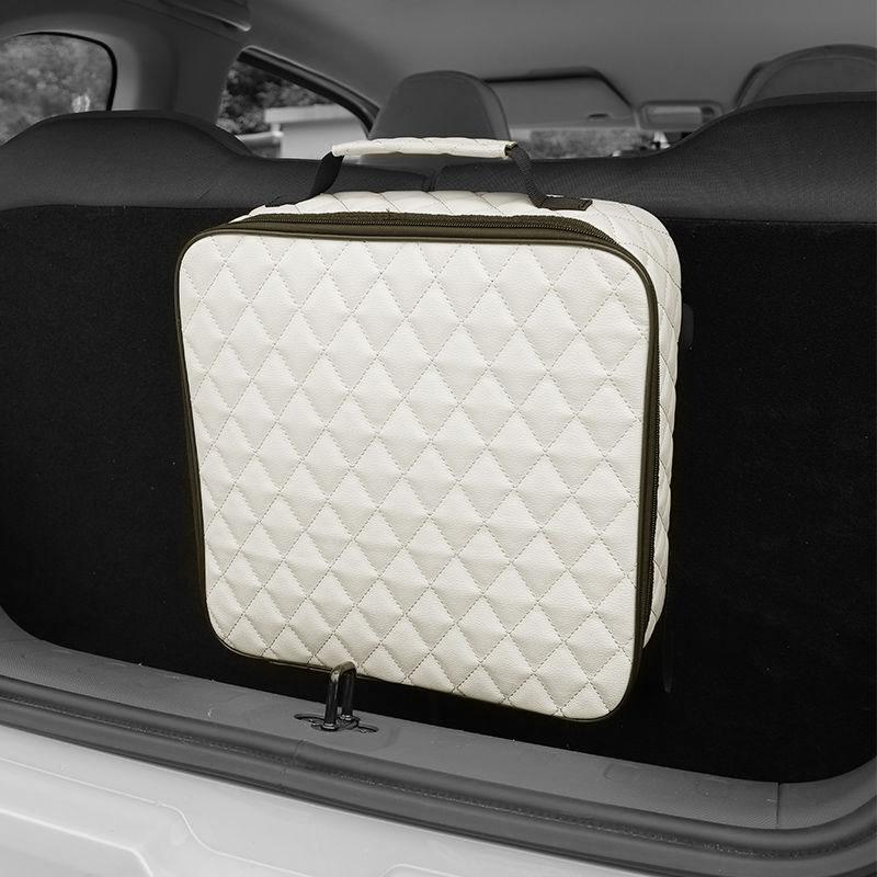 

Водонепроницаемая тисненая кожаная сумка для хранения автомобильного зарядного кабеля, органайзер для зарядного устройства для электромобиля, портативные инструменты для переноски автомобиля белый