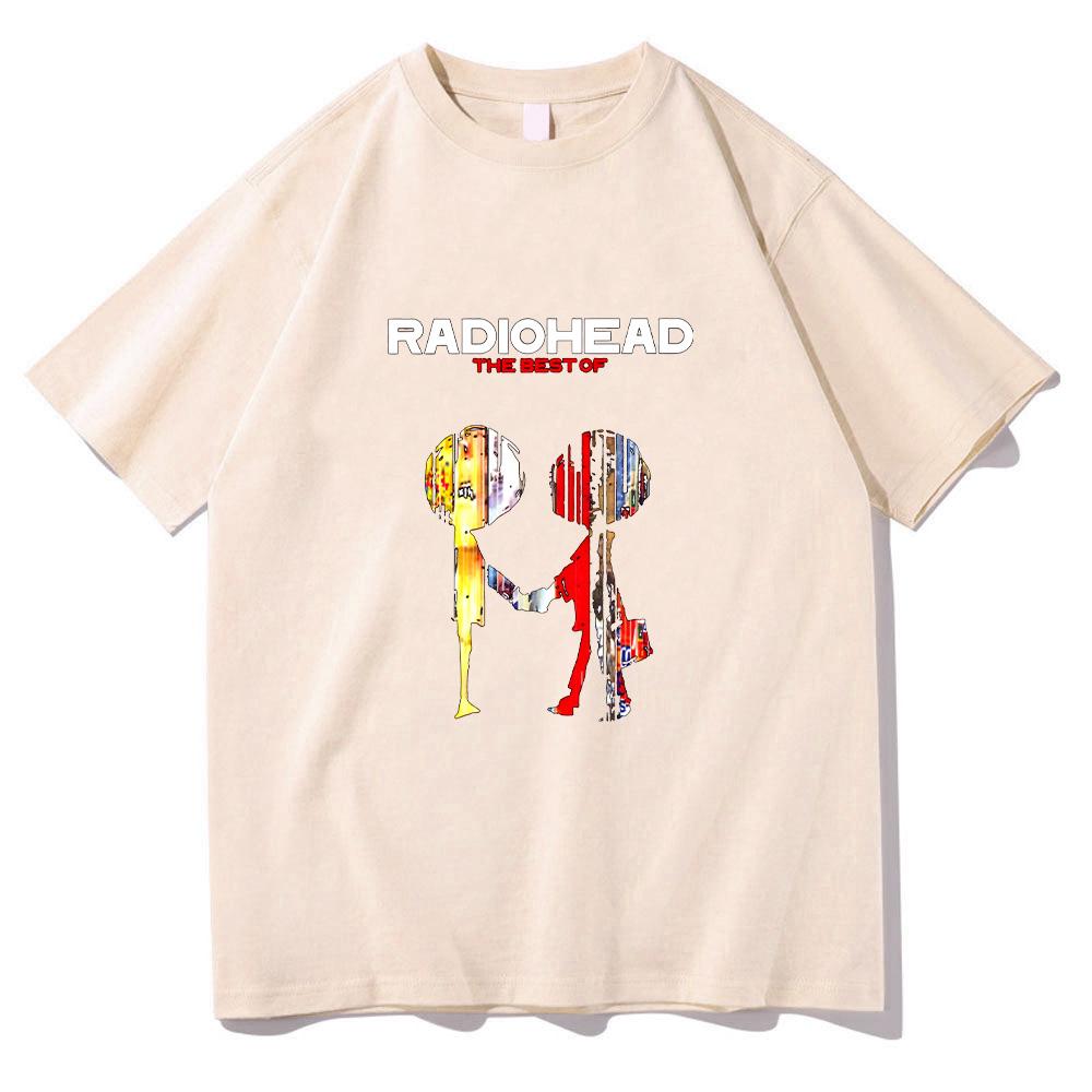 Radiohead Os Melhores de Camisetas de Banda de Rock Vintage Camiseta Gráfica de Álbum Musical Hip Hop Unissex Moda Streetwear Vintage Camiseta de Algodão