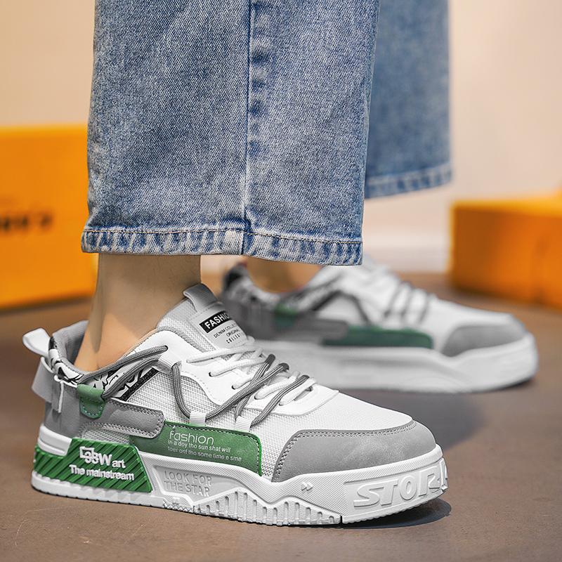 Men's Thick Sole Casual Shoes Four Seasons Soft Sole Non Slip Outdoor Flat Walking Shoes Fashion Youth Joker Sports Board Shoes