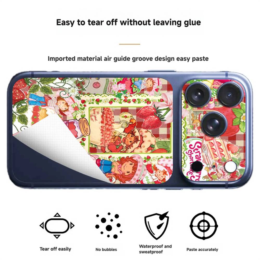 Girl Pink Strawberry S-Shortcake Anti-Scratch Back Decal Protective Wrap Skin for iPhone 17 Pro 17 Pro Max