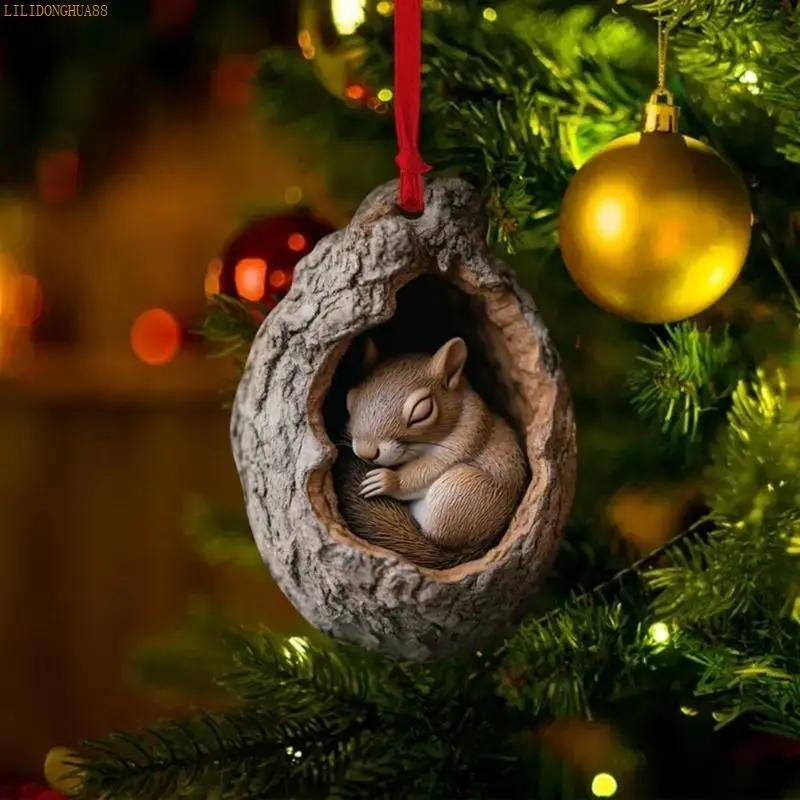K1AE Festival Owl Styles Christmas Tree Hanging Ornament Craft of Sturdy 2D Acrylic Accessory for Home Decoration Use