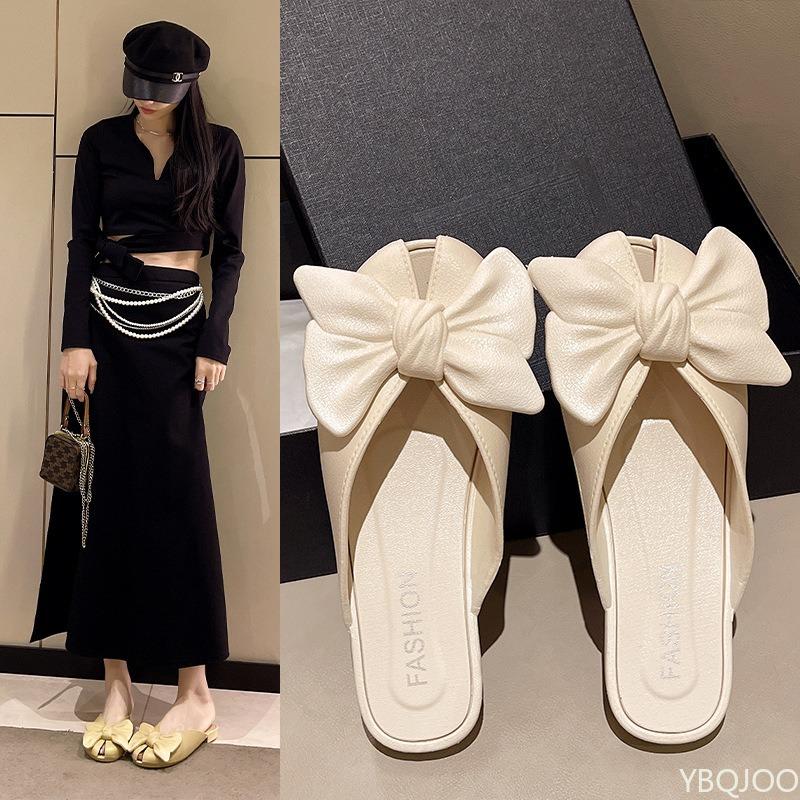 Fashion Summer New Arrival Gentle Style Slippers Half Slippers For Women Fashionable Flat Bottom Women's Sandals Butterfly Baotou Shoes