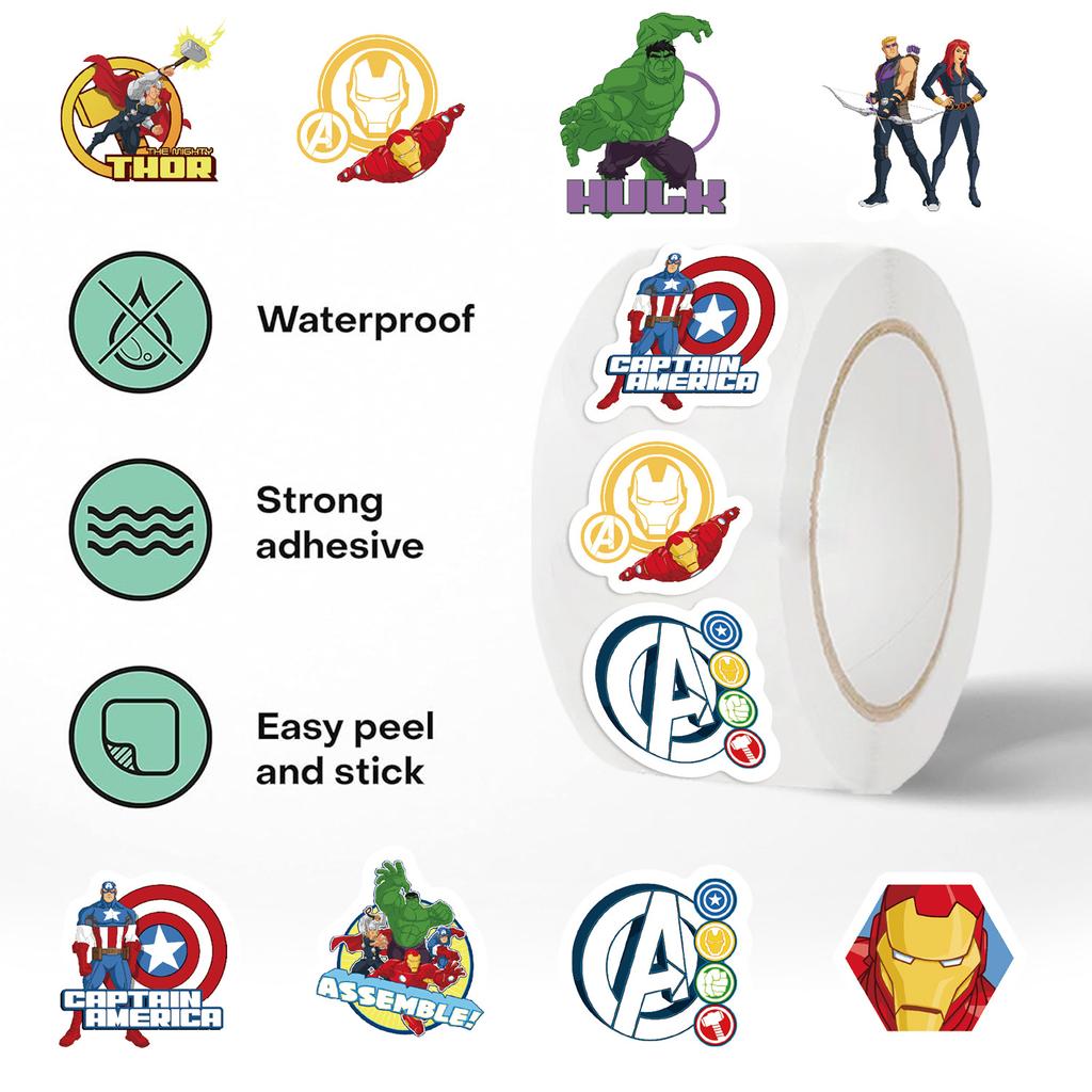 500 Pictures/volume Cartoon Avengers Sticker Hot-selling Tape Handbook Material DIY Decorative Envelope Seal