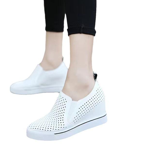 2024 Frühling/Sommer Damen Koreanischer Stil Weiße Slipper - Weiches Leder, Dicke Sohle, Lässige Einzelne Schuhe.